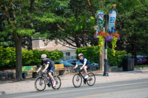 Two bicycles riding through Clarkson area